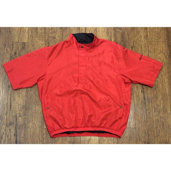 FOOTJOY DRYJOYS Pullover Jacket 1/2 Zip Red Windbreaker Short Sleeve - Men's XL - Picture 3 of 9